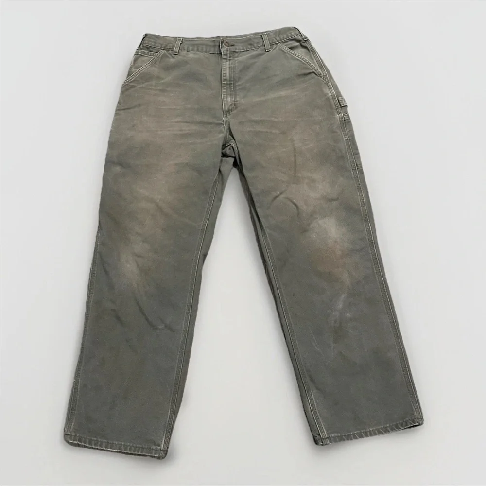 Vtg CARHARTT Men's Canvas Carpenter Dungaree Pants 38 x 32 Well Worn Y2K Rugged